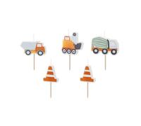 6 velas de cumpleaños para vehículos de construcción, velas de pastel de cumpleaños para niños, decoración de pastel de cumpleaños para niños, artículos de fiesta de camiones de construcción