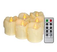 6 velas de té votivas con control remoto que funcionan con pilas/velas eléctricas al aire libre para Navidad, decoraciones de Navidad (baterías incluidas)