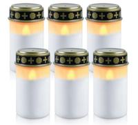 6 velas LED para tumba, 7 x 12,3 cm, resistentes al agua, para cementerio, funciona con pilas (no incluidas), para exteriores (blanco)