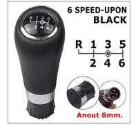 (6 velocidades-UPON) Perilla de cambio de marchas manual cromada de 14,5 mm, cubierta de palanca de