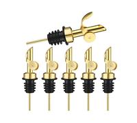6 vertedores de botellas de licor de acero inoxidable con peso, dispensador automático de aceite de oliva y vertedor de alcohol balsámico (dorado)