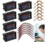 6 voltímetros digitales LED de 0,28 pulgadas, amperímetro: CC 0-100 V 50 A voltios amperios, multímetro rojo y azul, detector LED doble indicador de color, módulo amperio, medidor de corriente, panel