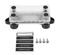 6 - Way Bus Bar Terminal Junction Block | 100 Amp High Current Brass Strips | Marine & Automotive Electrical Distribution Block for Truck/Boat/Bus | 12-48V, 4 Studs with