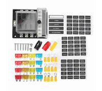 6 Way Circuit Protector Block Box | LED Indicator for Tripped Protector | Protective Protector Box for Cars/RVs/Boats | 10-32V, 100A Top, Includes Protectors & Tools