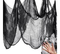 6 x 1.50M Halloween Decoración Tela Paño de miedo Negro,Scary Cheesecloth Grande Horror Halloween Decoración Interior Exterior Paño de miedo Gothic Halloween Fiesta Mesa Decoración Puertas Cortina