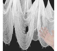 6 x 1.50M Halloween Decoración Tela Paño Miedo Blanco,Paño Miedo Grande Horror Halloween Decoración Interior Exterior Paño Miedo Gothic Halloween Fiesta Mesa Decoración Puertas Cortina