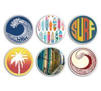 6 x 10 cm pegatinas de vinilo para surf, tabla de surf, palmera, tabla de surf, olas de mar, océano, playa, hippy scrapbooking regalo #78990