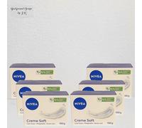 6 x 100 g NIVEA Creme Soft Jabón Hidratante en Barra Rectangular