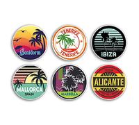 6 x 10cm España Pegatinas Vinilos - Benidorm Marbella Mallorca Ibiza Tenerife Alicante País Ciudad Viaje Mapa Bandera Vacaciones Equipaje Diseño Regalo #78852