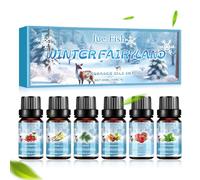 6 x 10ML Aceites Esenciales para Humidificador Invierno, Natural Aromaterapia Aceites Aromáticos, Set de aceites Esenciales para Difusor, Menta, Canela, Cedro, Vainilla, Arándano, Manzana