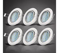 6 x 3W LED Focos empotrables giratorio GU10 Ø86mm, 230V, Downlight IP23, Luz blanco cálido 3000K, profundidad 70mm