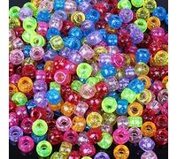 6 x 9 mm Glitter Colores Pony perlas para la fabricación de pulseras, 1000 cuentas de colores para enhebrar (brillo)