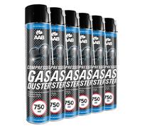 6 x AAB PC Spray Limpiador 750ml para Limpiar Teclados, Ordenadores, Copiadoras, Equipos Eléctricos, Spray Duster, Ideal para la Eliminación de Polvo, Aire Comprimido, Spray Botella, Soplador