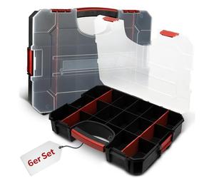 6 x caja de surtido siwitec con 16 compartimentos y 6 separadores ajustables, caja de surtido para piezas pequeñas, organizador de herramientas, almacén de piezas pequeñas, 38 x 29 x 6,5 cm