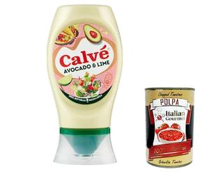 6 x Calvè aguacate e lime sabor delicioso y equilibrado, salsa ideal para Pokè, Tacos, Nachos y hamburguesas de verduras, 250 ml + Polpa Italian Gourmet 400 g