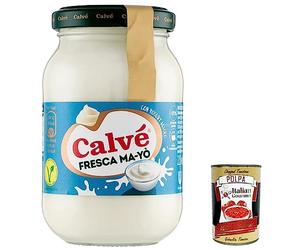 6 x Calvé Maionese Fresca Ma-Yò con yogur bajo en grasa y 55% menos de grasa*, ideal para ensaladas de arroz, patatas frías y ensaladas grandes, sin conservantes, 225 ml + Polpa italiana Gourmet 400 g
