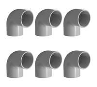 6 x Codos de PVC 90° 50mm, Curva en U con Ángulo de 90°, Unión Adhesiva para Dos Tubos, Tubo de PVC para Pegado, Manguito Adhesivo para Tuberías