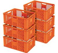6 x Contenedores Apilables europeos (durchbrochen/cesta apilable, medidas 600 x 400 x 240 mm, Naranja