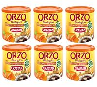 6 x Crastan Orzo Biologico con Zenzero e Arancia Cebada Orgánica con Jengibre y Naranja 100% Cebada Italiana, Natural Cafeína, 120 g