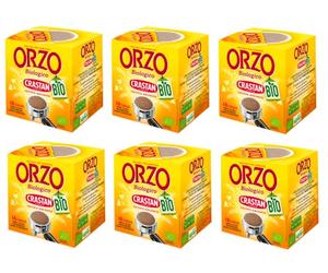 6 x Crastan Orzo Biologico en Cialde Cebada Bio-Cebada en Almohadillas de cebada tostada y molida, ideal para moca, infusión y espresso 96 g. Cada paquete contiene 16 almohadillas