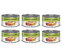 6 x D'Amico Peperoni Arrostiti Interi e Spellati Pimientos Tostados Enteras y Pelados Frescos Procesados 400 g
