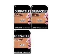 6 x Duracell 357/303 SR44 con óxido de plata (3 blísteres de 2 baterías) 6 pilas