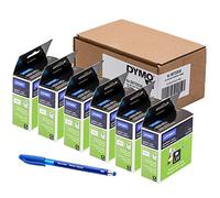 6 x Dymo S0722530 LabelWriter Etiquetas universales, 11353, autoadhesivo, 13 x 25 mm, rollo de 1000 - Impresión negra sobre blanco + PAPERMATE Bolígrafo regalo