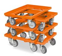 6 x logística Roller/caja Roller para depósito 600 x 400 mm, Capacidad de Carga 250 kg, Color Naranja