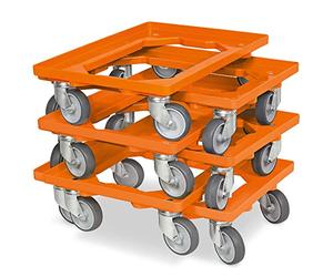 6 x logística Roller/caja Roller para depósito 600 x 400 mm, Capacidad de Carga 250 kg, Color Naranja