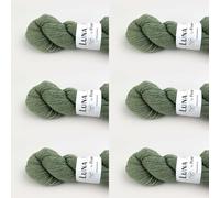 6 x Luna by Permin - 100% lana virgen reciclada (sin muesing y certificado Oeko-Tex) (16 verde claro)