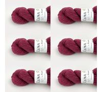 6 x Luna by Permin - 100% lana virgen reciclada (sin muesing y certificado Oeko-Tex) (25 frambuesa)