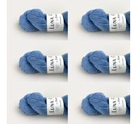 6 x Luna by Permin - 100% lana virgen reciclada (sin mulesing y Öko-Tex) (22 azul cielo)