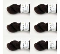 6 x Luna by Permin - 100% lana virgen reciclada (sin mulesing y Oeko-Tex) (30 marrón oscuro)
