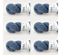 6 x Luna by Permin - 100% lana virgen reciclada (sin mulesing y Öko-Tex) (32 denim claro)