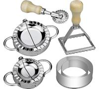6 x Moldes para Raviolis con Cortadores de Raviolis de Acero Inoxidable, Molde de Bola de Masa, Moldes Redondos para Galletas para Corta Pasta Fresca Utensilios Pierogi Pie Empanadillas o Galletas