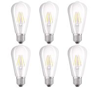 6 X OSRAM LED FILAMENTO EDISON LÁMPARA 7W = 60W E27 CLARA ST64 CÁLIDA 2700K