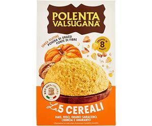 6 x polenta valsugana con 5 granos rápidamente 350 g paquete de arroz de maíz, trigo sarraceno, quinua y amaranto, textura crujiente y fragante, listo en cuestión de minutos, sin gluten