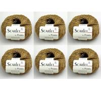 6 x Scarlet by Permin - Hilo de verano sostenible de lino, algodón y ECOVERO (52 oro)
