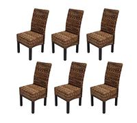 6 x Silla de Comedor Cesta Silla M69 Silla Bali Plátano Trenzado ~ Oscuro, sin Cojín