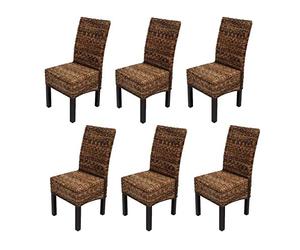 6 x Silla de Comedor Cesta Silla M69 Silla Bali Plátano Trenzado ~ Oscuro, sin Cojín