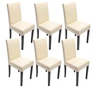 6 x silla de comedor silla silla reclinable LITTAU ~ piel, color crema, patas oscuras