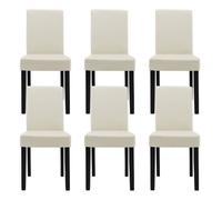 6 x sillas tapizadas de cuero sintético patas de madera 90x42x48 cm color crema [en.casa]