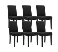 [en.casa] Conjunto de 6 Sillas de Comedor Hamburg Set de 6 Sillas de Cocina Elegantes y Acolchadas con Respaldo Alto Madera Cuero sintético 89 x 43 x 54 cm - Negro