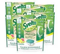 6 x Svelto Powered By Nature Todo en 1 pastillas para lavavajillas Limpieza excepcional Perfume cítricos - 6 paquetes de 15 pastillas