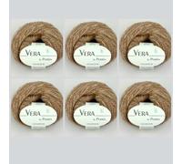 6 x Vera by Permin - Hilo para todo el año de Chainette, Baby Alpaca y algodón (125 m/50 g) (02 canela)