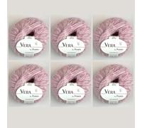 6 x Vera by Permin - Hilo para todo el año de Chainette, Baby Alpaca y Algodón (125 m/50 g) (15 tierno rosa)
