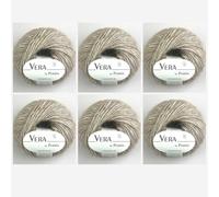 6 x Vera by Permin - Hilo para todo el año de Chainette, Baby Alpaca y Algodón (125 m/50 g) (18 arena)