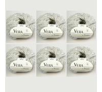 6 x Vera by Permin - Hilo para todo el año de Chainette, Baby Alpaca y Algodón (125 m/50 g) (20 gris claro jaspeado)