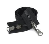 60-120cm 5#/8# Cremalleras metálicas de doble deslizador Cremallera reversible giratoria para cremallera de costura de chaqueta de abrigo, 60cm