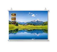 60 72 84 Pulgadas Pantalla de Proyección Montada en Pared, 4:3 16:9 Manual Pull Down 4K HD Pantalla, Ideal para Camping Party, Cine en Casa, Oficina(60" (4:3))